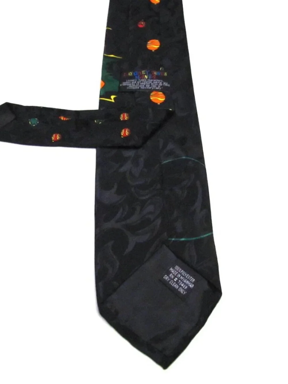 Looney Tunes Mania Christmas Mens Tie Black Taz Tasmanian Devil with Daffy Duck